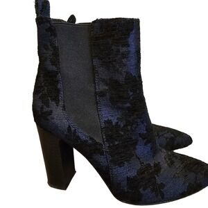 Vince Camuto Britsy Ankle Boots Blue Floral Pointed Toe Boots Size 10 Pull On